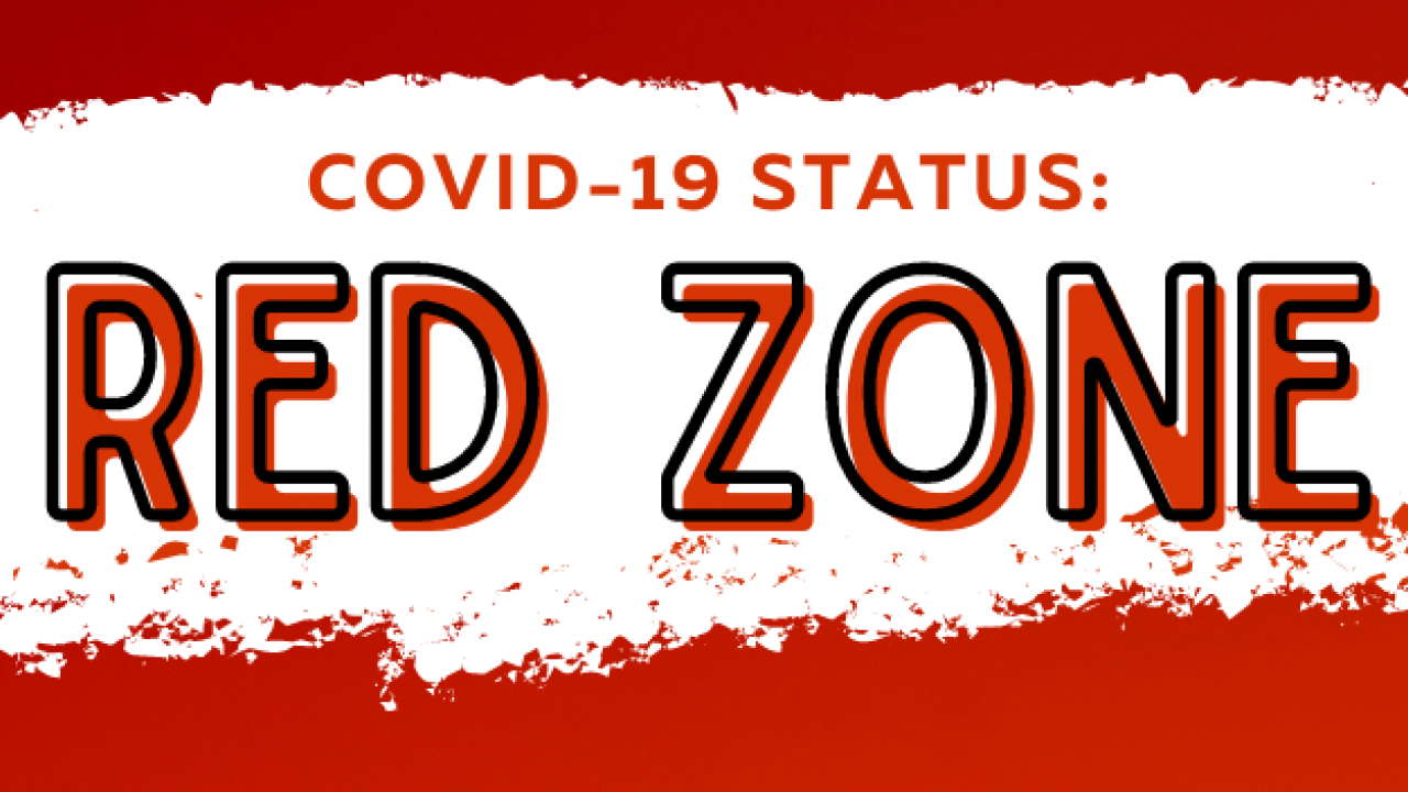 Current HCC COVID-19 Status is red zone. Masks are required.