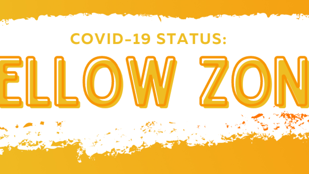 Current HCC COVID-19 Status is yellow zone.